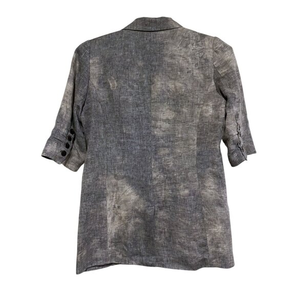 Elizabeth James Linen Blazer 6 Distressed Tie Dye Minimalist Grunge 100% Linen - Picture 9 of 12